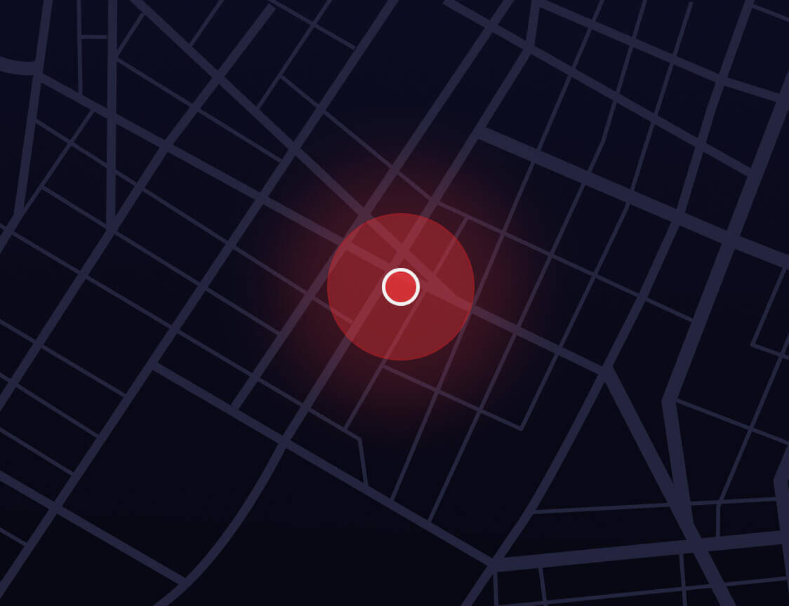 Map showing the real-time location of a RockMow robotic lawn mower using built-in 4G tracking.