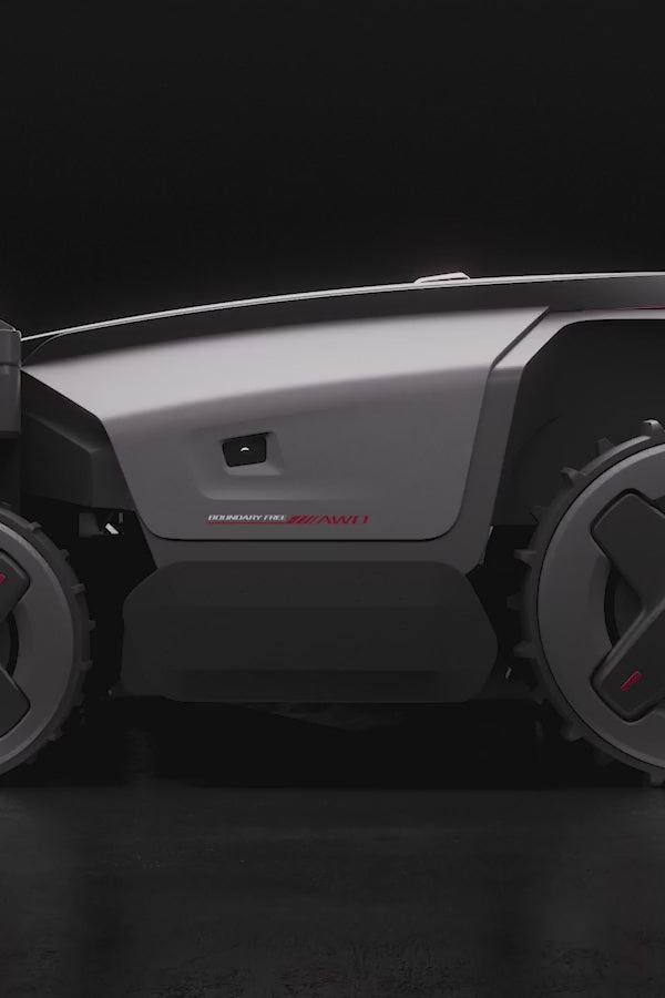 RockMow Z1 robotic lawn mower demonstrating its six-blade cutting system.