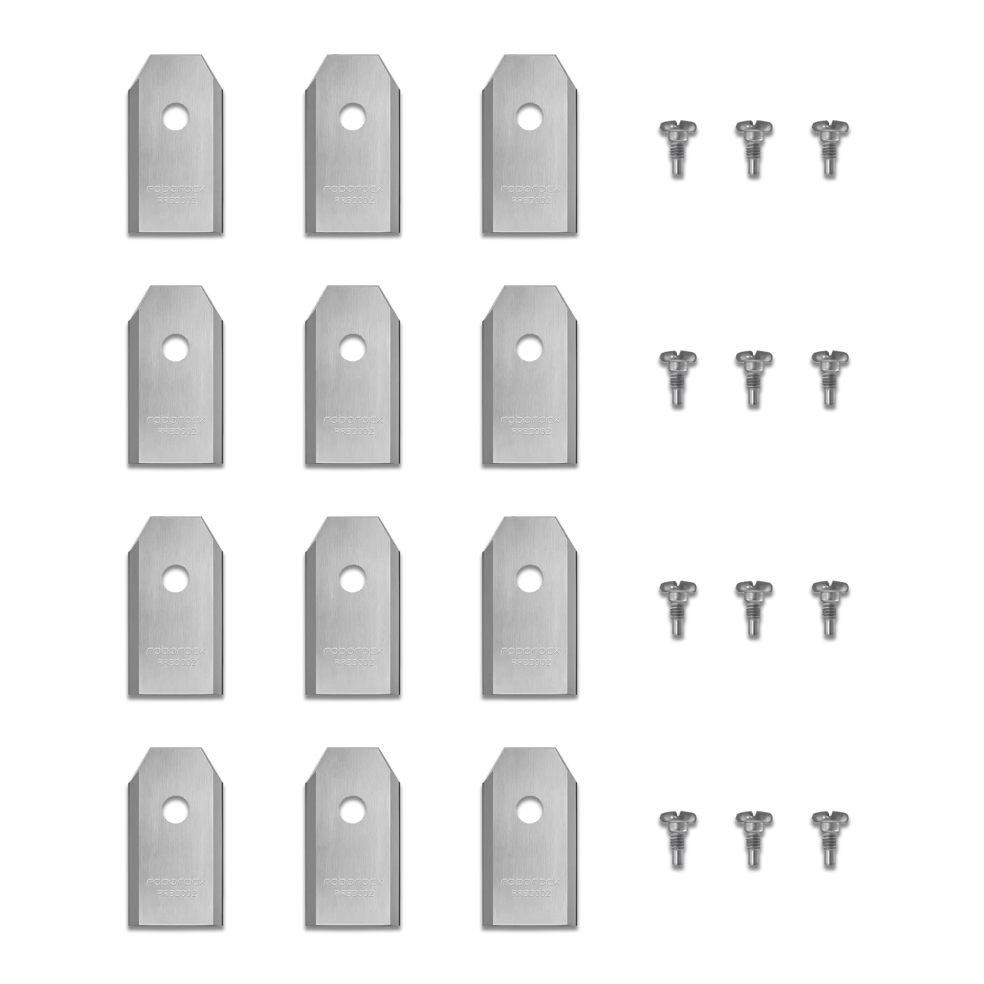 Set of 12 Roborock Endurance robotic mower blades with replacement screws
